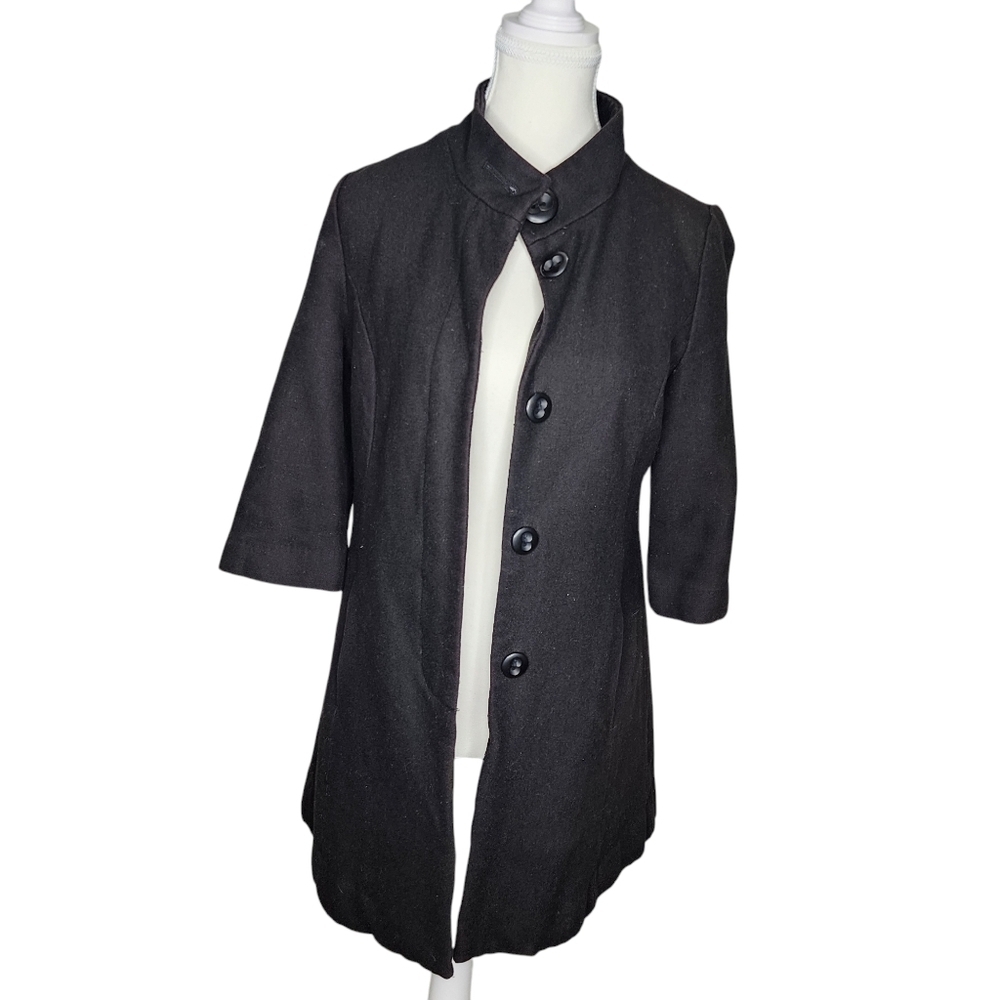 Tulle Black Pea Coat 3/4 Sleeve - Size XS - Picture 2 of 5